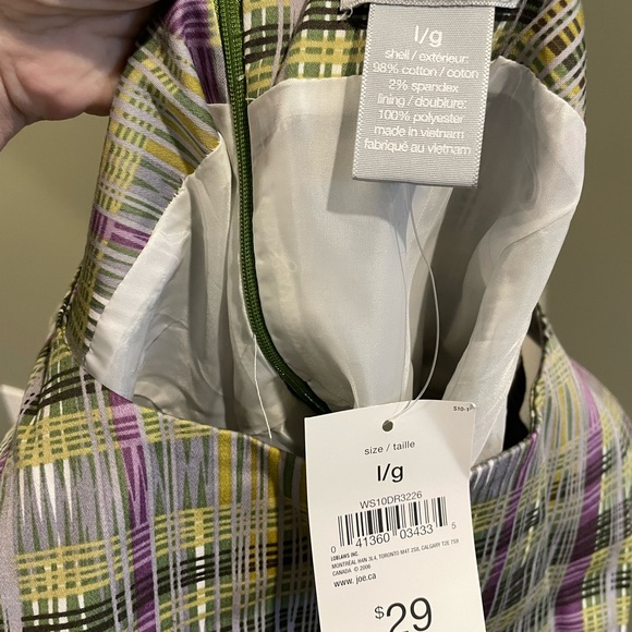 Joe Fresh / large purple and green patterned dress NWT - Picture 6 of 6